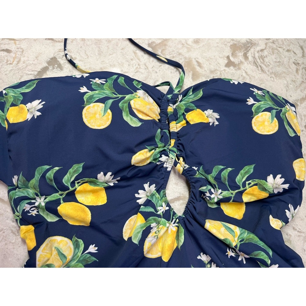 WET Swimwear XL Navy Lemons Bandeau One Piece Swimsuit $208 - Picture 2 of 6